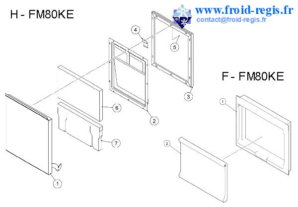 Schéma éclaté - FM80-170 - PORTE ET DÉFLECTEUR