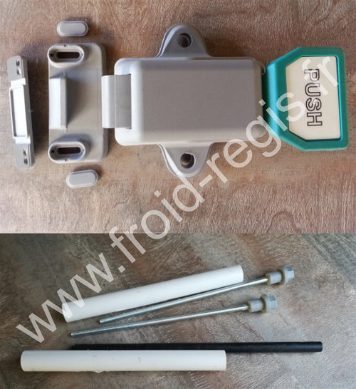 13 CINTI Poignée intérieure+ Kit montage avec poussoir, tubes de passageet tiges filetés avec écrous pour porte ep. maxi 180 mm