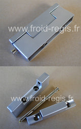 402 - Charnière chromée mat : épaisseur porte à partir de 31 mm interchangeable gauche/droite (axe/bord charnière 14/23 mm)