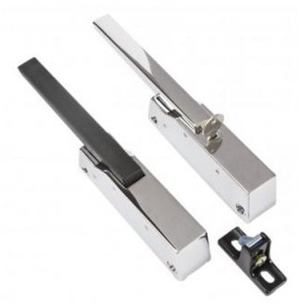 F885PV Loqueteaux chromés à clé poignée composite noirentraxe fixation 104 mm