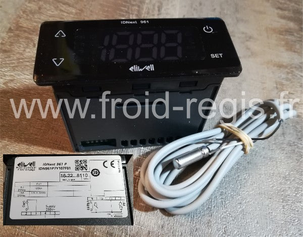 IDNEXT961M Régulateur électroniquepour froid positif à encastrer ELYWELL - livré avec 1 sonde alim 230V/50Hz
