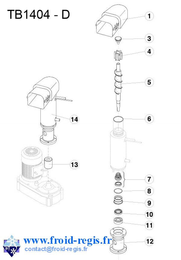 Schéma éclaté — TB551-1405 - RÉDUCTEUR ÉVAPORATEUR