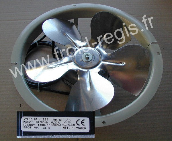 VN10/230 puissance 10W - 220-240V/50-60Hz - 1300/1500 tr/mn hélice 5 pâles - diamètre 230 mm - angle 28° ASP : Aspirant (hélice vers moteur)SOU : Soufflant (moteur vers hélice)