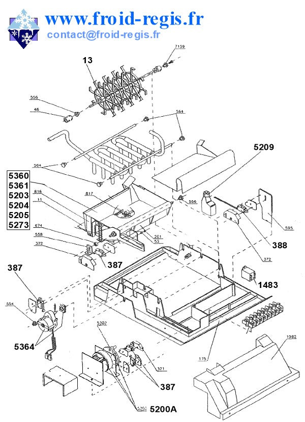 Schéma éclaté — Schéma Q20-Q130 - FABRIQUE À GLAÇONS