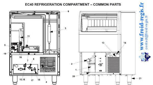 Schéma éclaté — Schéma EC18-EC80 - CIRCUIT RÉFRIGÉRATION
