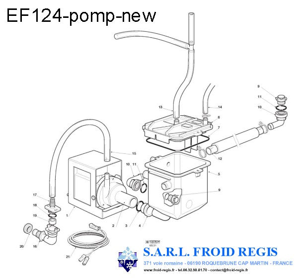 Schéma éclaté — EF103-EF206 - POMPE ET BAC NOUVELLE VERSION