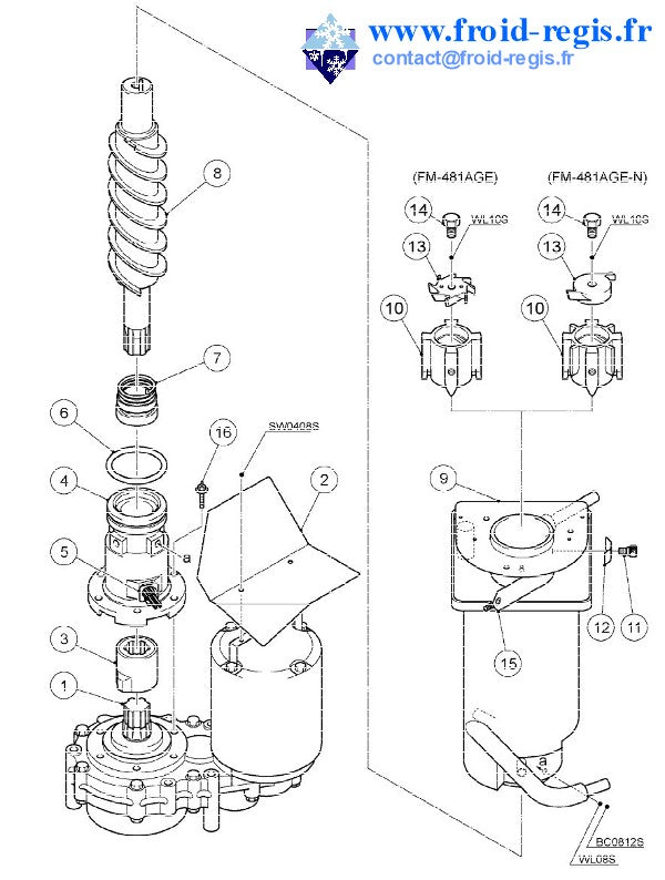 Schéma éclaté — FM251-600-AE - PRODUCTION DE GLACE