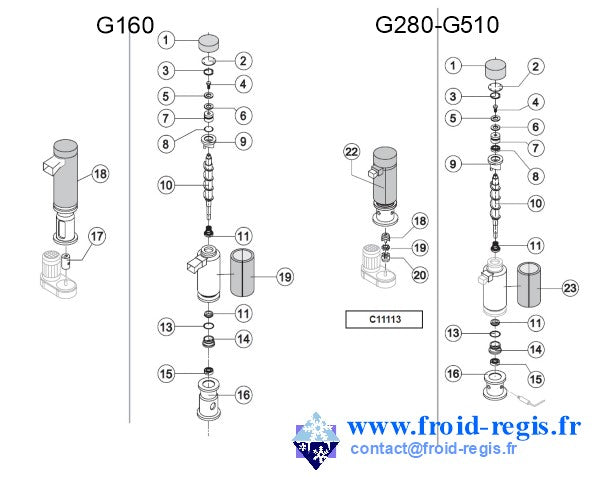 Schéma éclaté — G160-1000 - ÉVAPORATEUR