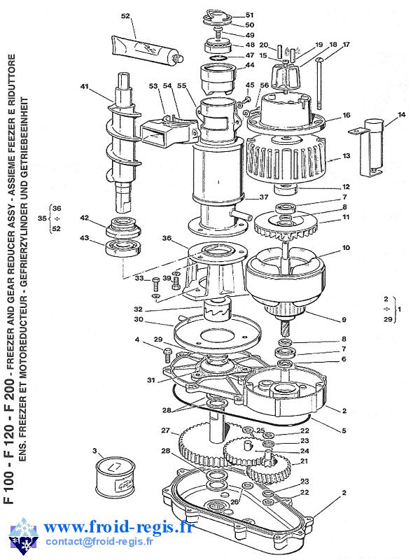 Schéma éclaté — F80-F125-F100-120-200 - RÉDUCTEUR ÉVAPORATEUR