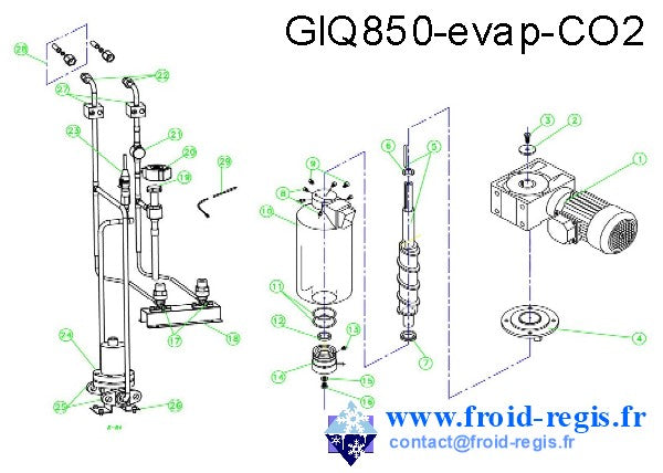 Schéma éclaté — GIQ - GIQ850 CO2 - RÉDUCTEUR ÉVAPORATEUR