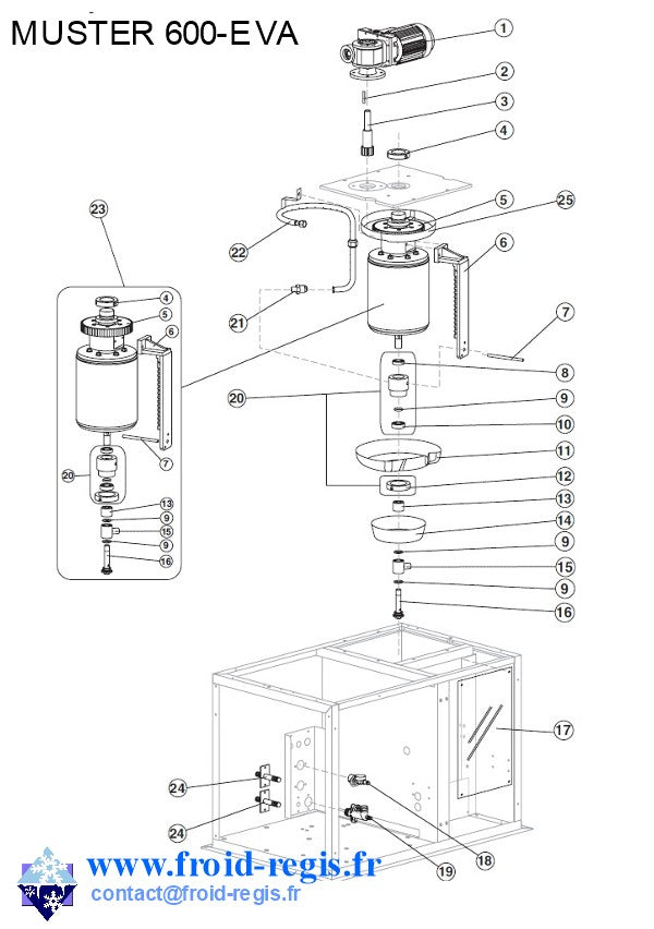 Schéma éclaté — M350-M1500 - ÉVAPORATEUR