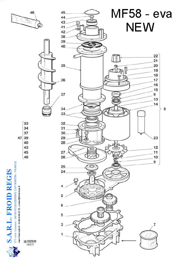 Schéma éclaté — MF58-MF68 - RÉDUCTEUR ÉVAPORATEUR NOUVEAU