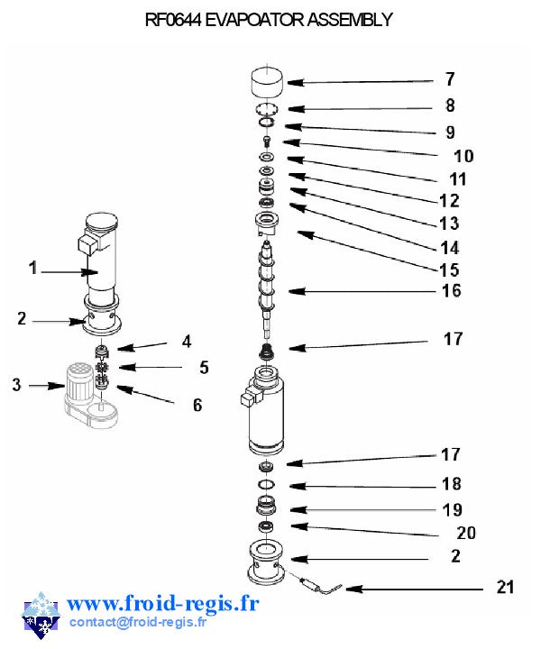 Schéma éclaté — RF0240-RF0644 - RÉDUCTEUR ÉVAPORATEUR