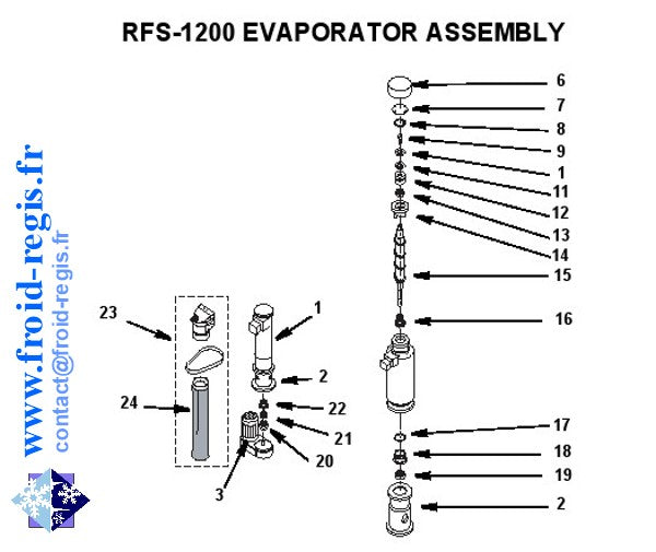 Schéma éclaté — RF0650-RF2300 - RÉDUCTEUR ÉVAPORATEUR