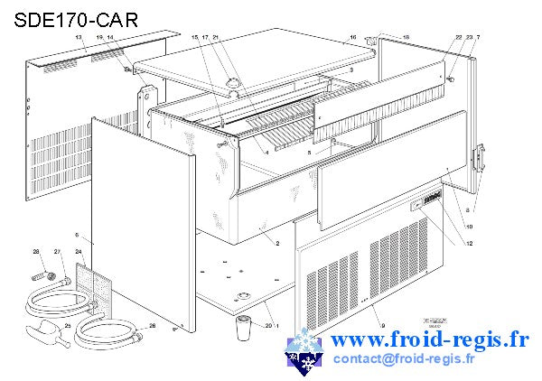 Schéma éclaté — Schéma SDE50-SDE220 - CARROSSERIE SDE170-220