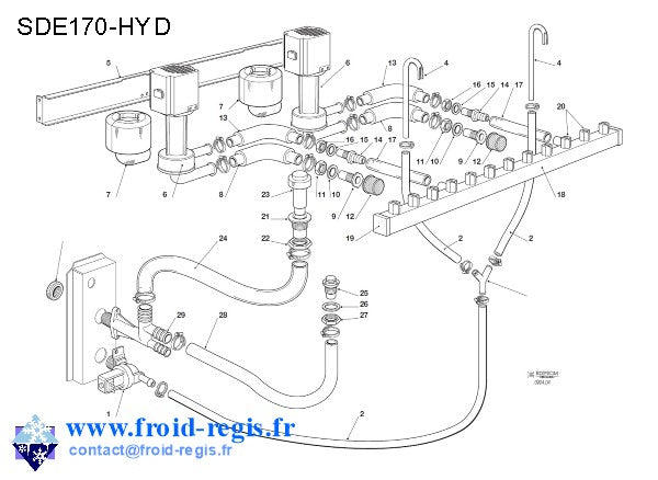 Schéma éclaté — Schéma SDE50-SDE220 - CIRCUIT EAU SDE170-220