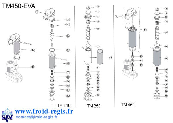 Schéma éclaté — TM140-450-HC - ÉVAPORATEUR