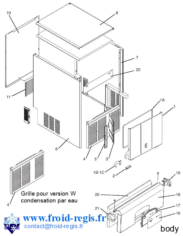 SPARE PARTS FOR ICE MAKER ICEMATIC E21 TO E150